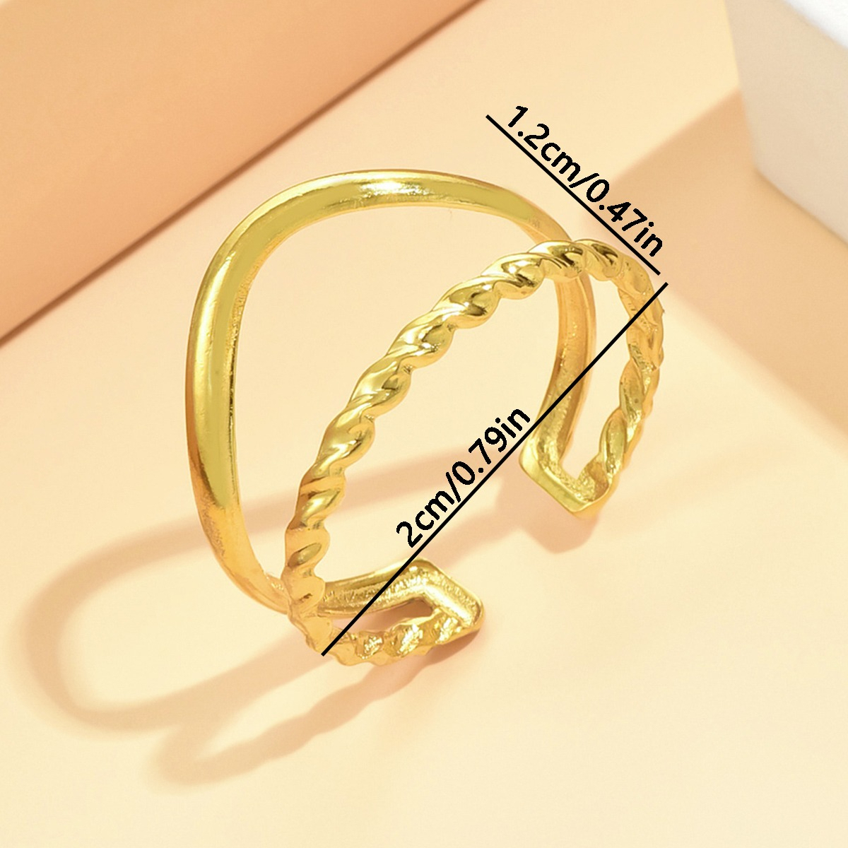 Bohemian Style Double Opening Ring, 304 Stainless Steel